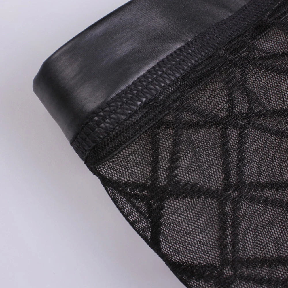 Black Sexy Breathable Thin Boxer Men Mesh Transparent