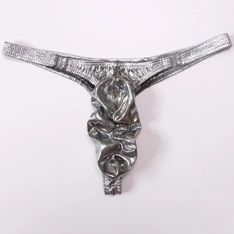 Tanga Thong Men Shiny Ruched Pouch