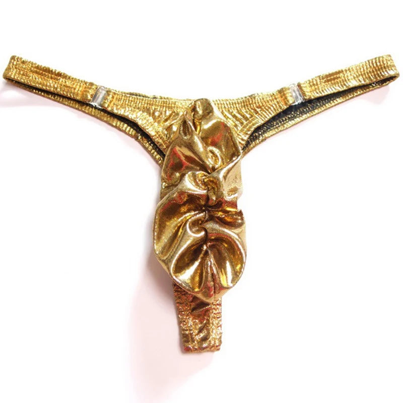 Tanga Thong Men Shiny Ruched Pouch