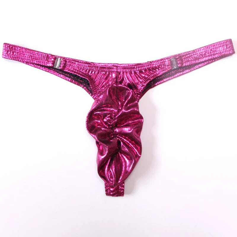 Tanga Thong Men Shiny Ruched Pouch