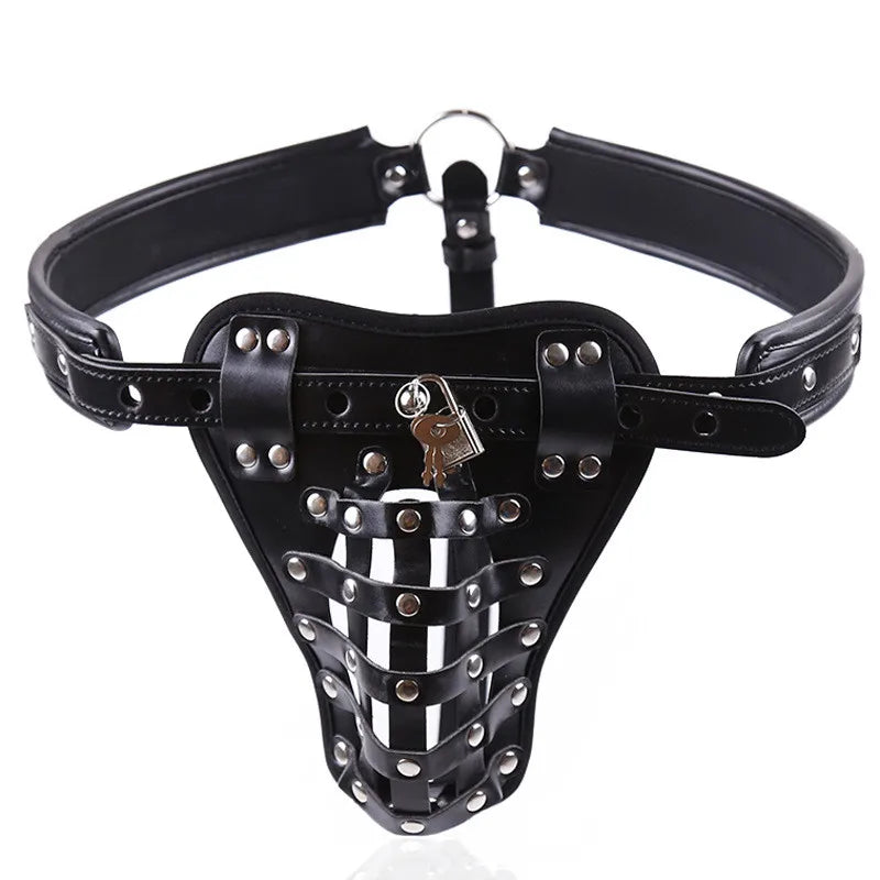 Mens Lingerie Sexy Underwear Fetish Crotchless Chastity Leather Panties