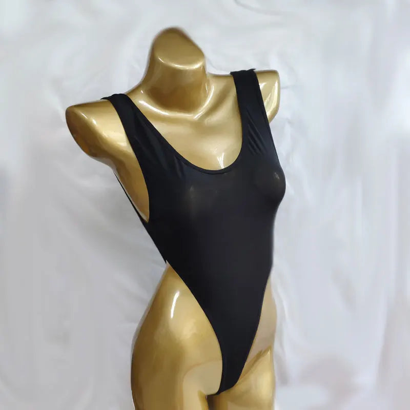 High Cut Sexy Bodysuit Ice Silk See Through Thong