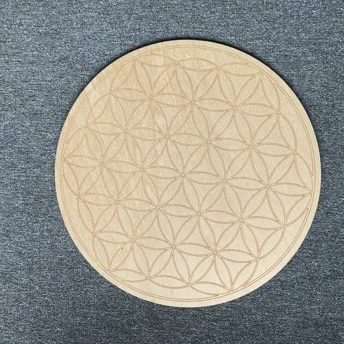 20cm Wood Round Altar Tile/Pad with viking compass