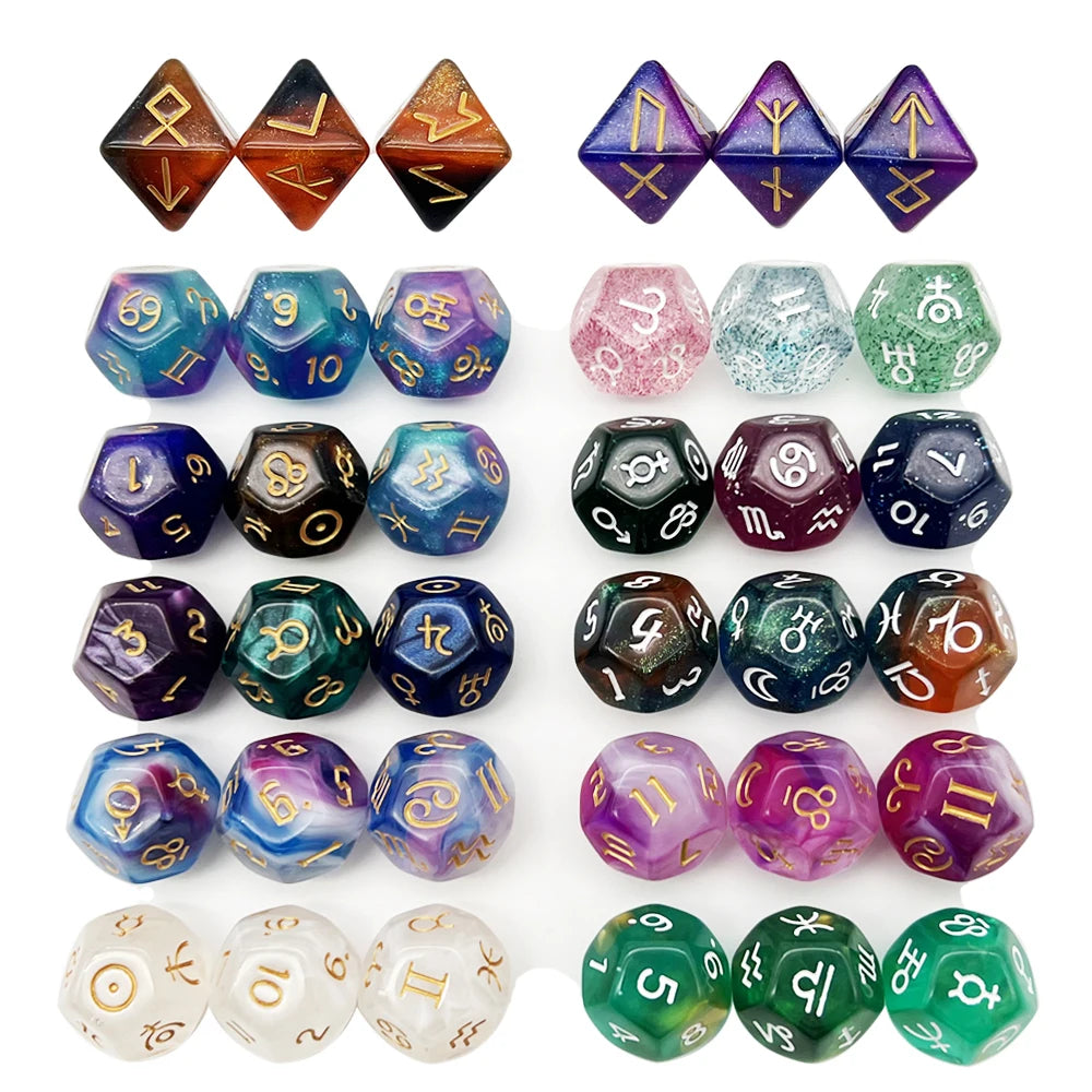 3Pcs Astrology Dice D8 D12 Tarot Dice