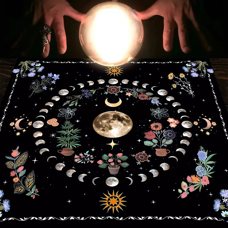 1PC Moonlight Flower Tarot Card Table Cloth,