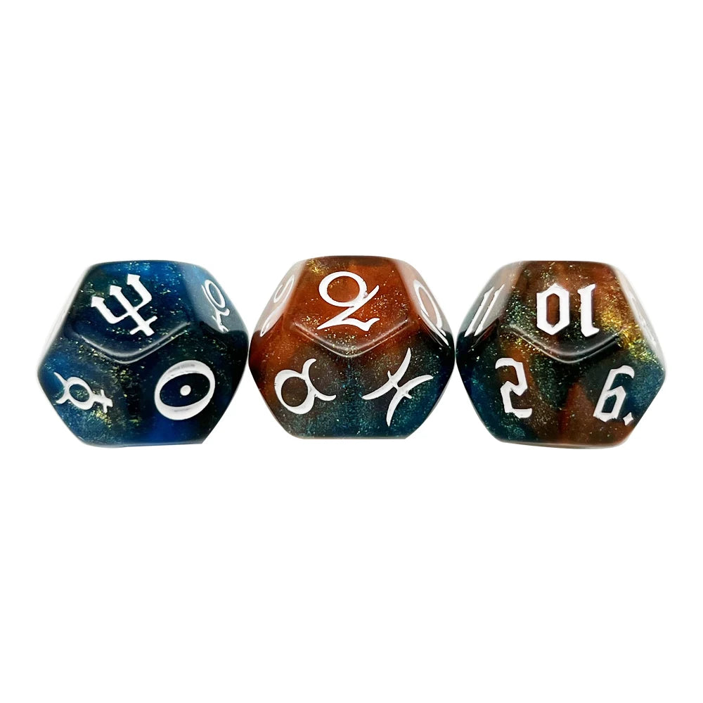 3Pcs Astrology Dice D8 D12 Tarot Dice