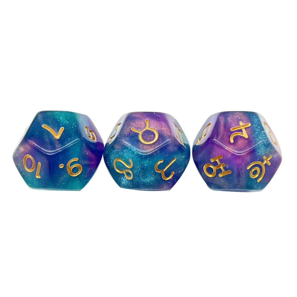 3Pcs Astrology Dice D8 D12 Tarot Dice