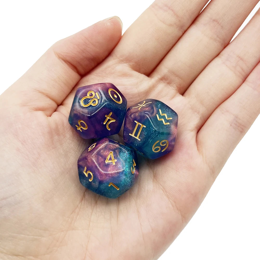 3Pcs Astrology Dice D8 D12 Tarot Dice