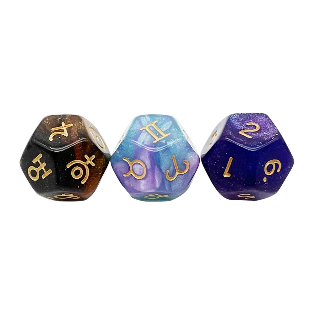 3Pcs Astrology Dice D8 D12 Tarot Dice