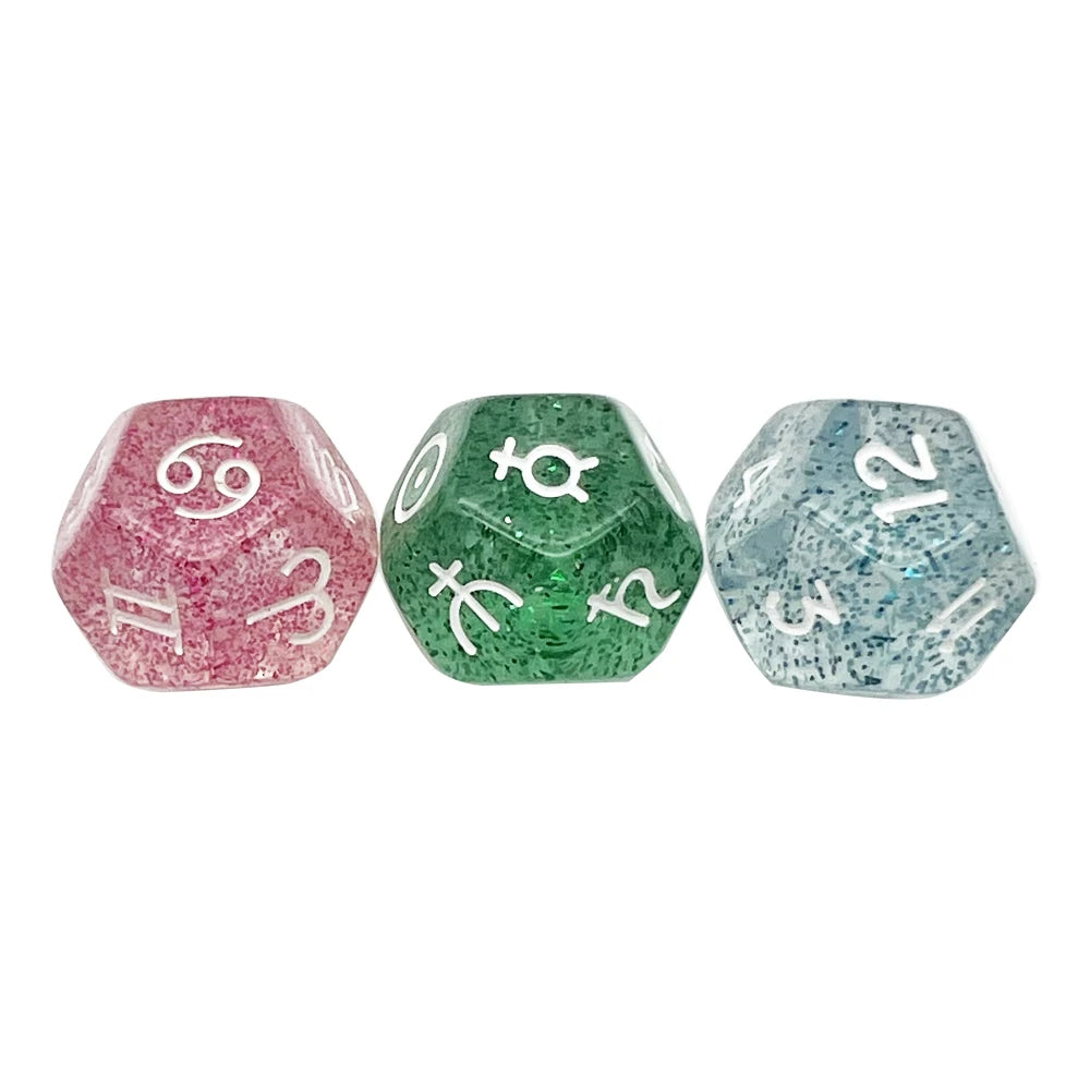3Pcs Astrology Dice D8 D12 Tarot Dice