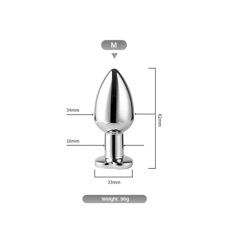 Remote Vibrating Heart-Shape Metal Anal Plug