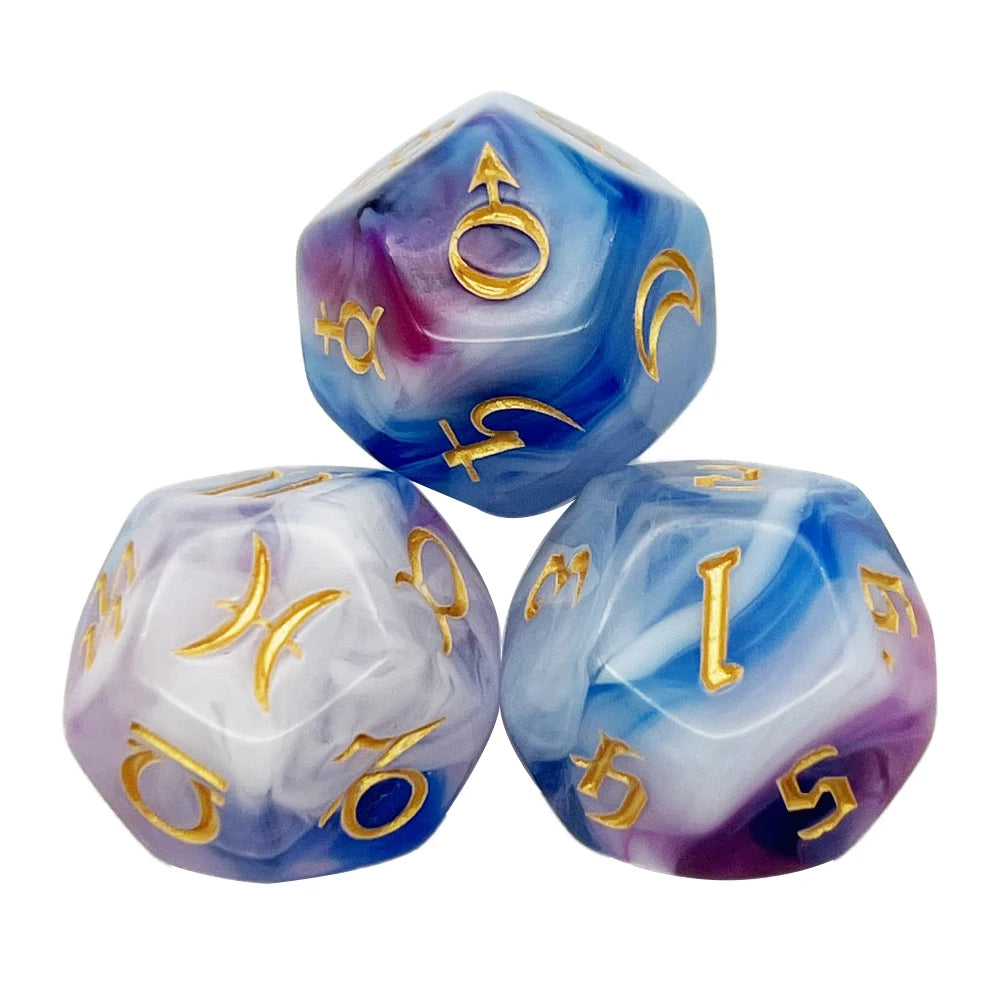 3Pcs Astrology Dice D8 D12 Tarot Dice