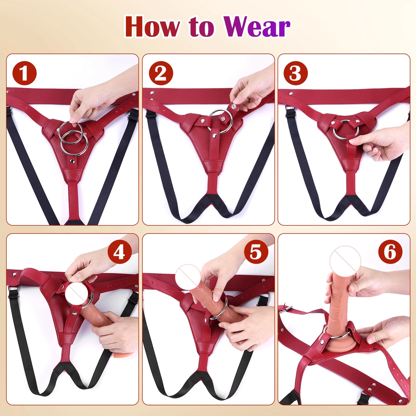 Red Strap On Dildo Harness