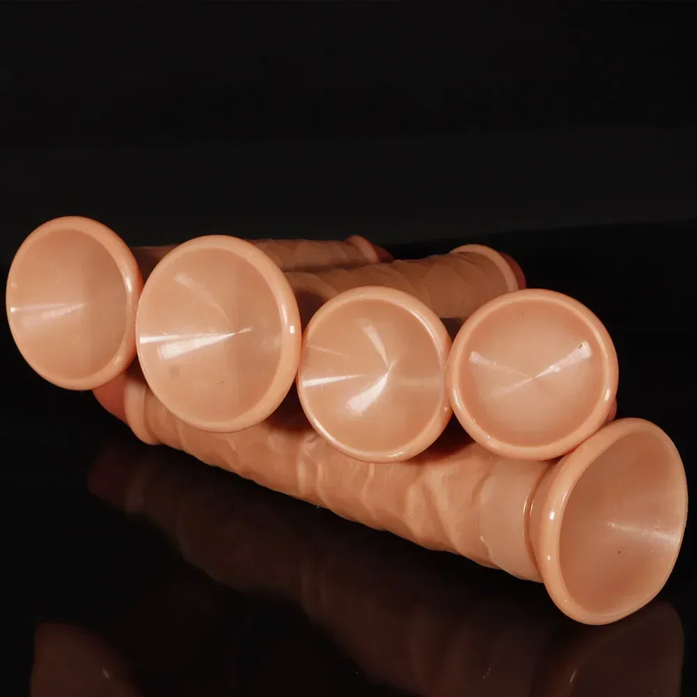 5 Sizes Double Layer Silicone Dildo Realistic Fake Long Penis Butt Plug