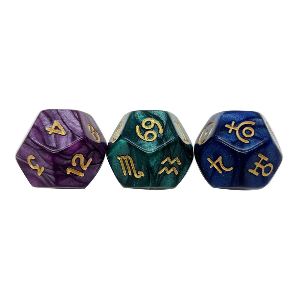 3Pcs Astrology Dice D8 D12 Tarot Dice