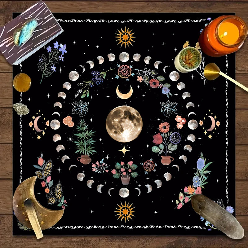 1PC Moonlight Flower Tarot Card Table Cloth,