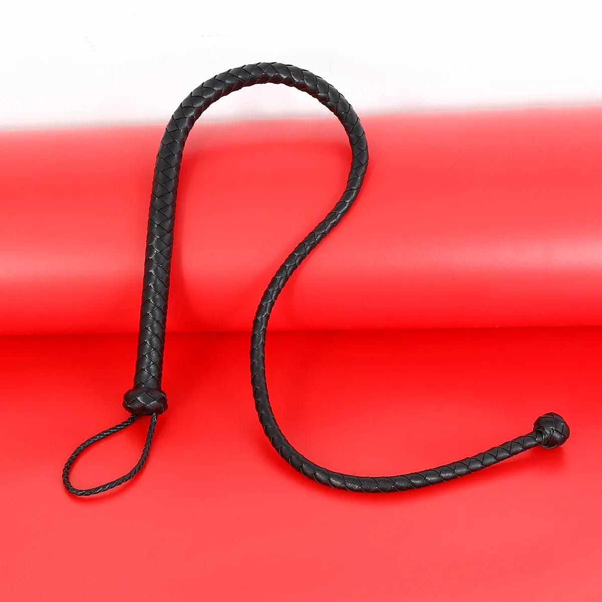 124CM Fetish Black PU Leather Whip