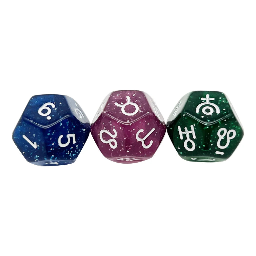 3Pcs Astrology Dice D8 D12 Tarot Dice
