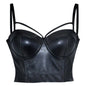 Steampunk Black PU Leather Zippper Push Up Bralet Sexy Women Bustier Gothic Punk Bra Lingerie Night Club Party Cropped Top Vest