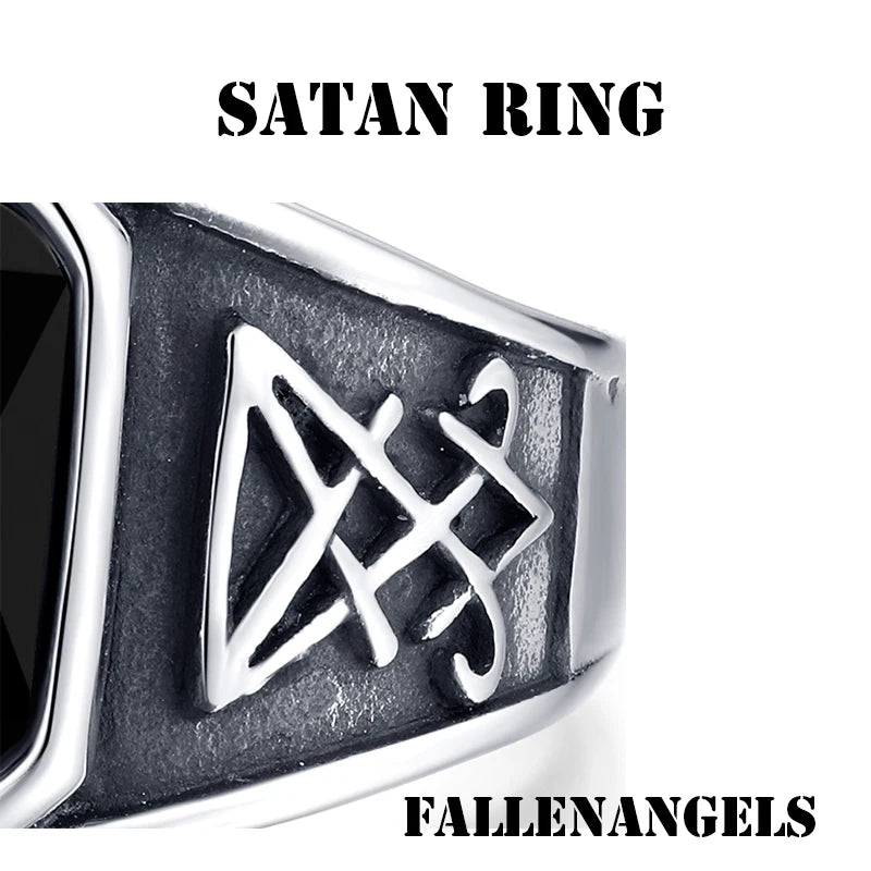 Vintage Stone Ring With Lucifer Satan Signet