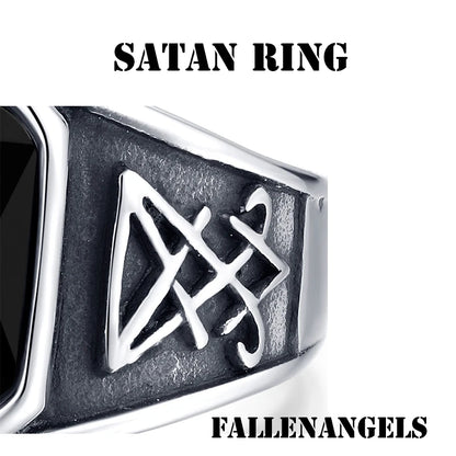 Vintage Stone Ring With Lucifer Satan Signet