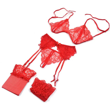 Push Up Bra Set Erotic Transparent Underwear Net Stockings