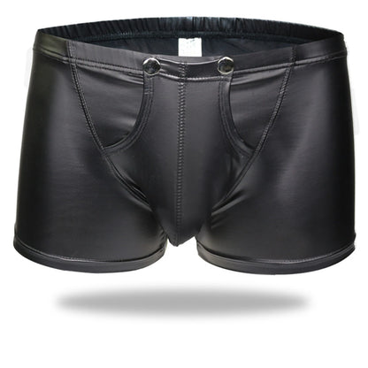 Sexy Men Boxers Open Crotch Faux Leather Lingerie
