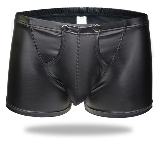 Sexy Men Boxers Open Crotch Faux Leather Lingerie