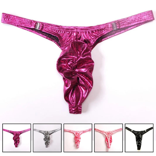 Tanga Thong Men Shiny  Ruched Pouch