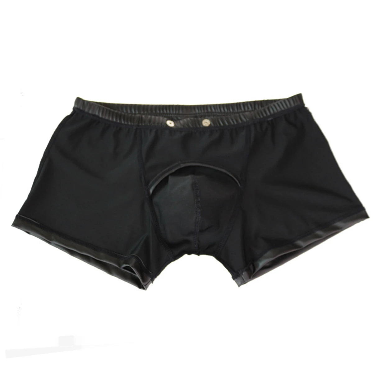 Sexy Men Boxers Open Crotch Faux Leather Lingerie