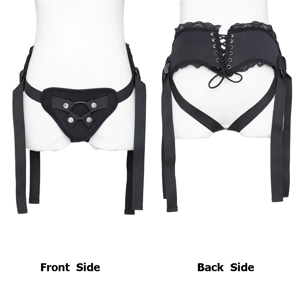Black Lace Strap On Harness