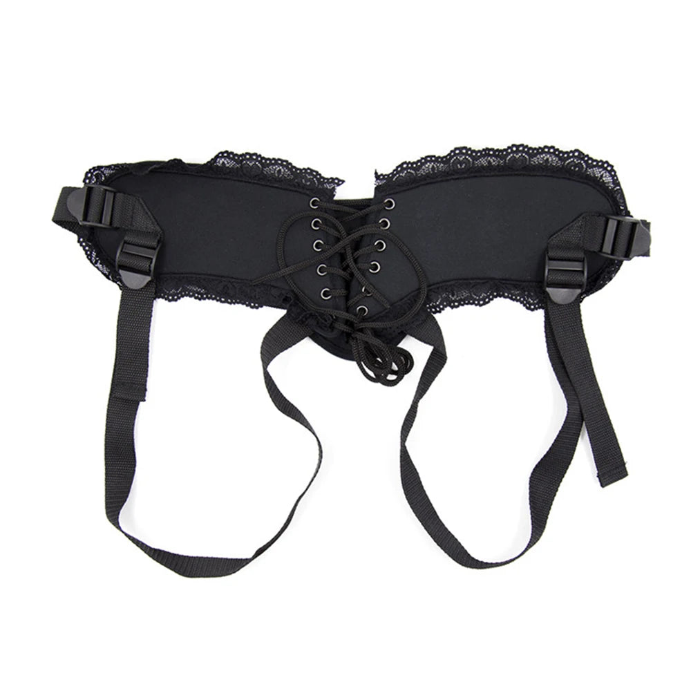 Black Lace Strap On Harness