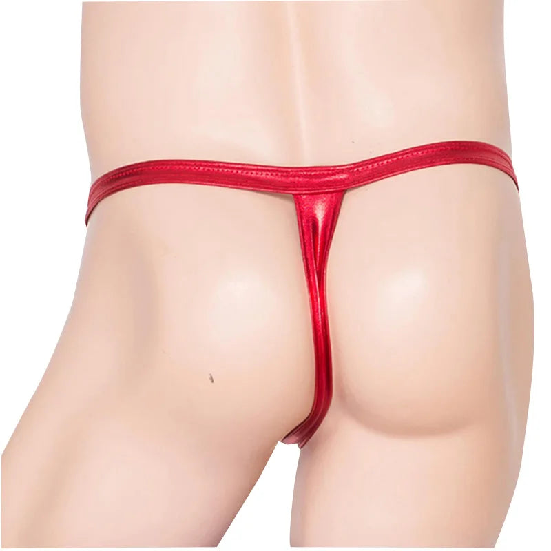 new sexy Men leather Thongs Lingerie with zip