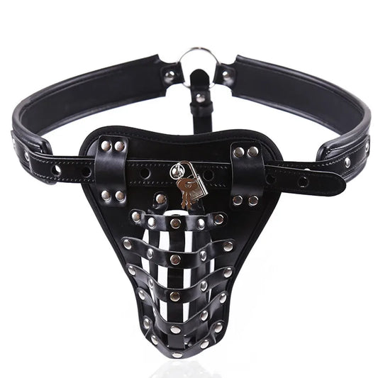 Mens Lingerie Sexy Underwear Fetish Crotchless Chastity Leather Panties
