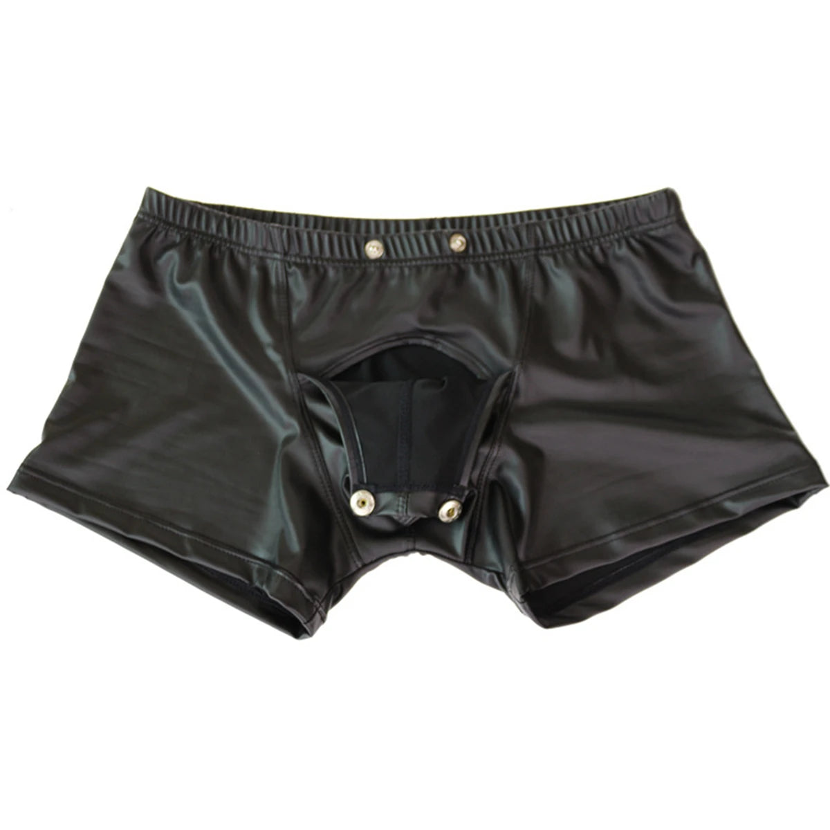 Sexy Men Boxers Open Crotch Faux Leather Lingerie