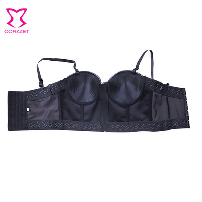 Steampunk Black PU Leather Zippper Push Up Bralet Sexy Women Bustier Gothic Punk Bra Lingerie Night Club Party Cropped Top Vest