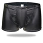 Sexy Men Boxers Open Crotch Faux Leather Lingerie