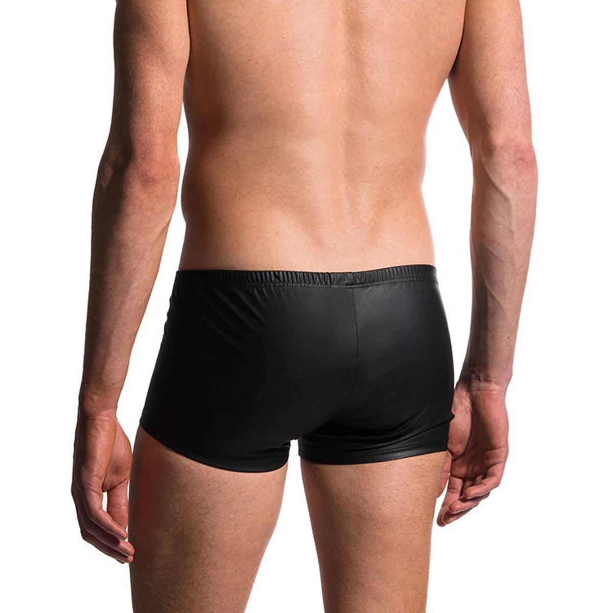 Sexy Men Boxers Open Crotch Faux Leather Lingerie