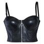 Steampunk Black PU Leather Zippper bralet