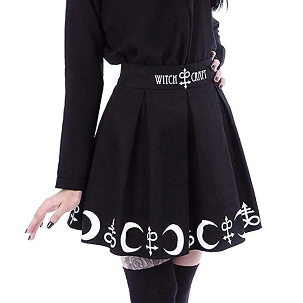 Moon Skirts Womens Magic Spell Symbols