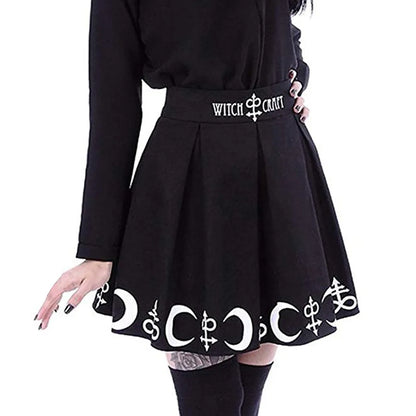 Moon Skirts Womens Magic Spell Symbols
