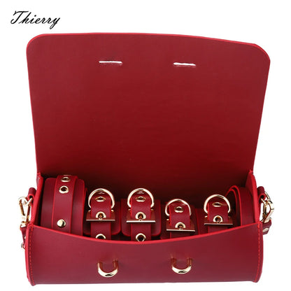 Thierry Leather Bondage Set Restraints Collars Ankle Hand cuffs