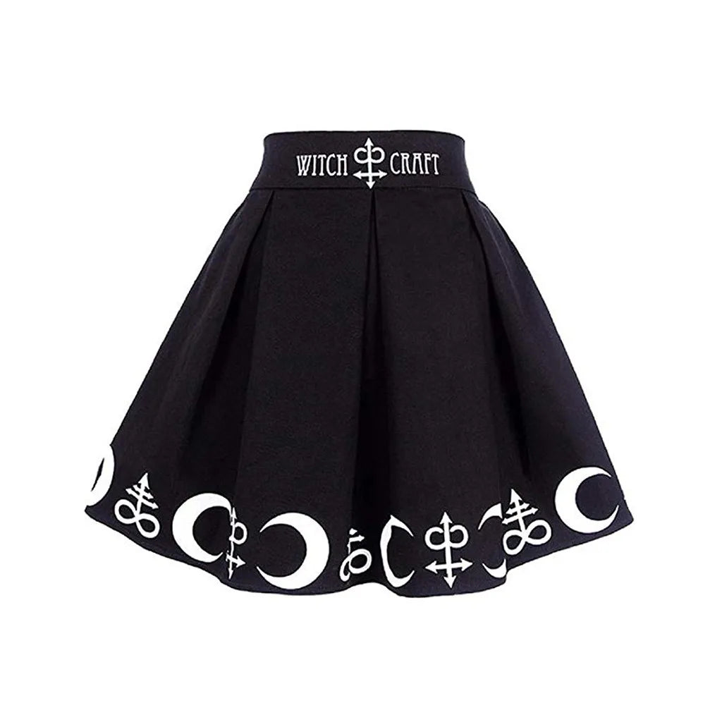 Moon Skirts Womens Magic Spell Symbols