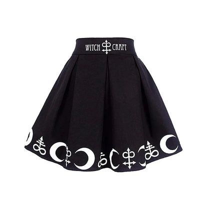 Moon Skirts Womens Magic Spell Symbols