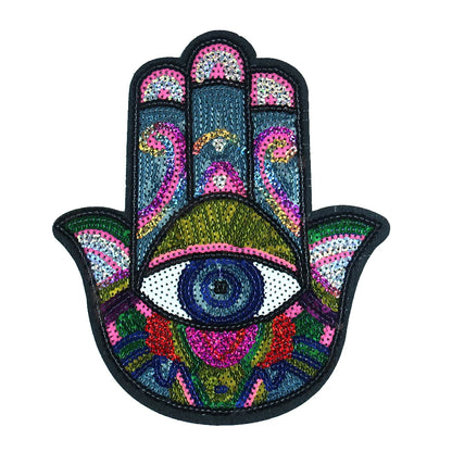 Hand Blue Eyes Sequin Patches Iron on