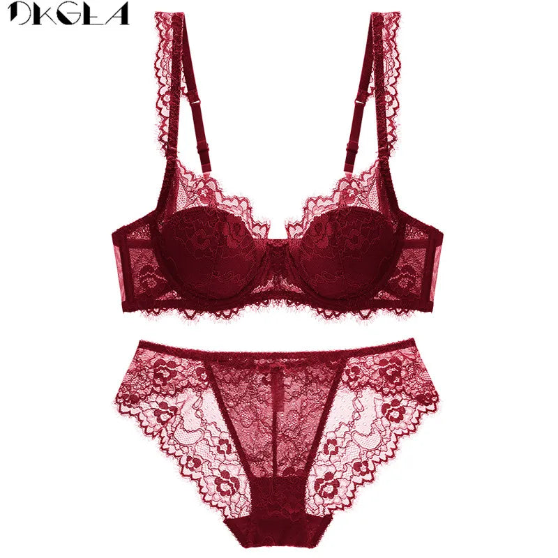 Brassiere Embroidery Bras Green Underwear Set