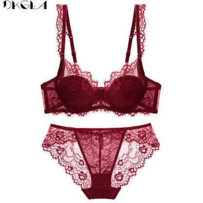 Brassiere Embroidery Bras Green Underwear Set