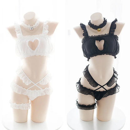 Sexy Heart Hollow Out Women Lingerie Set