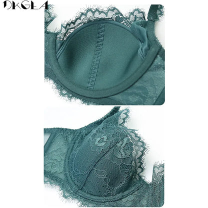 Brassiere Embroidery Bras Green Underwear Set