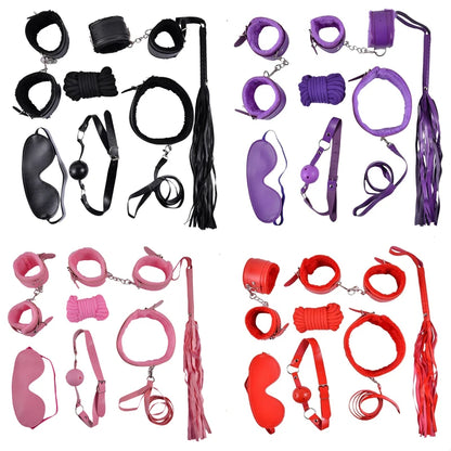 7Pcs/Set Soft PU Leather Handcuffs Restraint